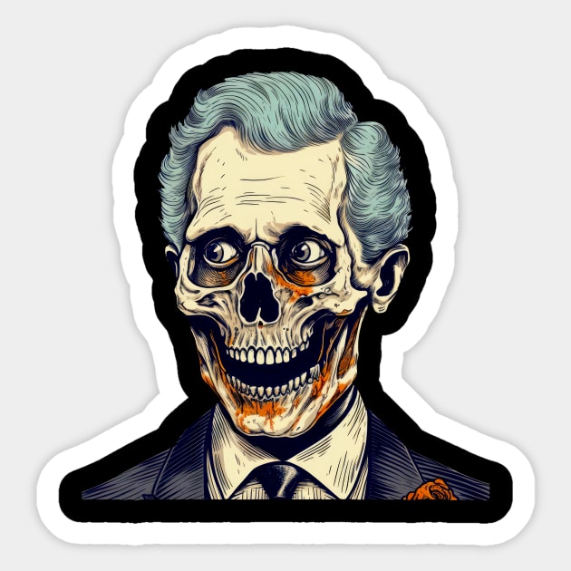 Undead Chuck design 1 Sticker by JDTee